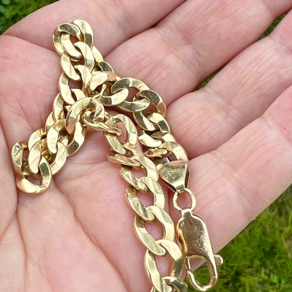 VINTAGE 14K YELLOW GOLD MENS CURB CUBAN LINK BRACELET HEAVY MADE IN ITALY UNISEX